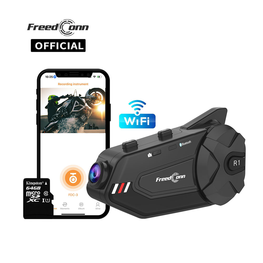 Universal Motorcycle Helmet Intercom Headset - Freedconn R1Plus Bluetooth motocykl domofon zestaw