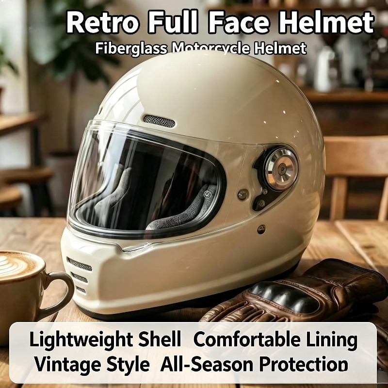 Carbon Fiber Lightweight Motorcycle Helmet - Kask motocyklowy retro z włókna węglowego,