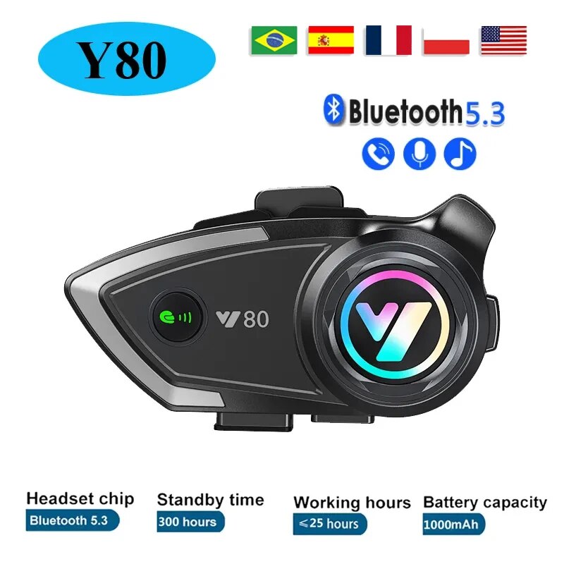 Full Face Motorcycle Helmet With Bluetooth - Y80 kask motocyklowy zestaw słuchawkowy Bluetooth