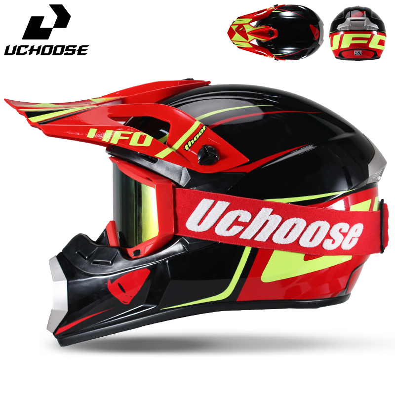 Off Road Motocross Helmet Goggles Set - Zestaw kasków motocyklowych Uchoose dla dorosłych,