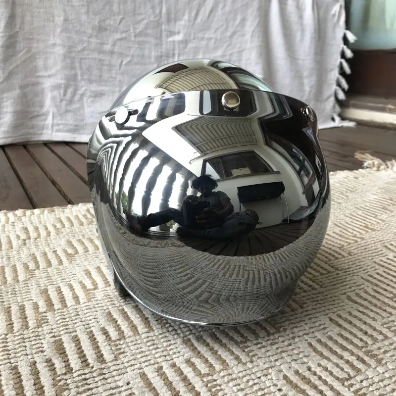 Lustrzany Srebrny Chromowany K – Vintage Open Face Retro Helmet recenzja i cena