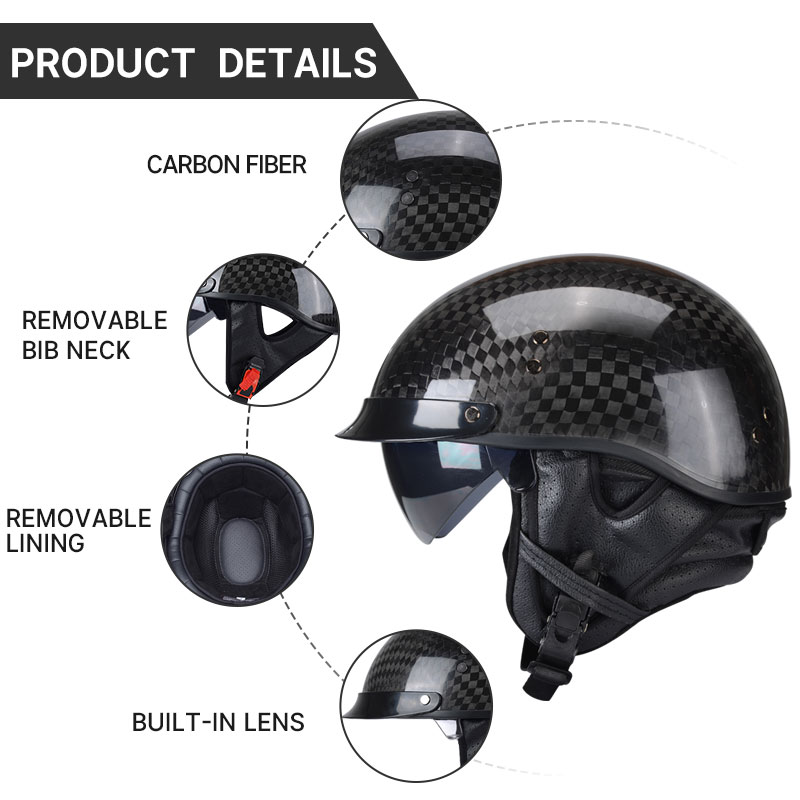 Lekki, błyszczący, czarny kask – Carbon Fiber Lightweight Motorcycle Helmet recenzja i cena