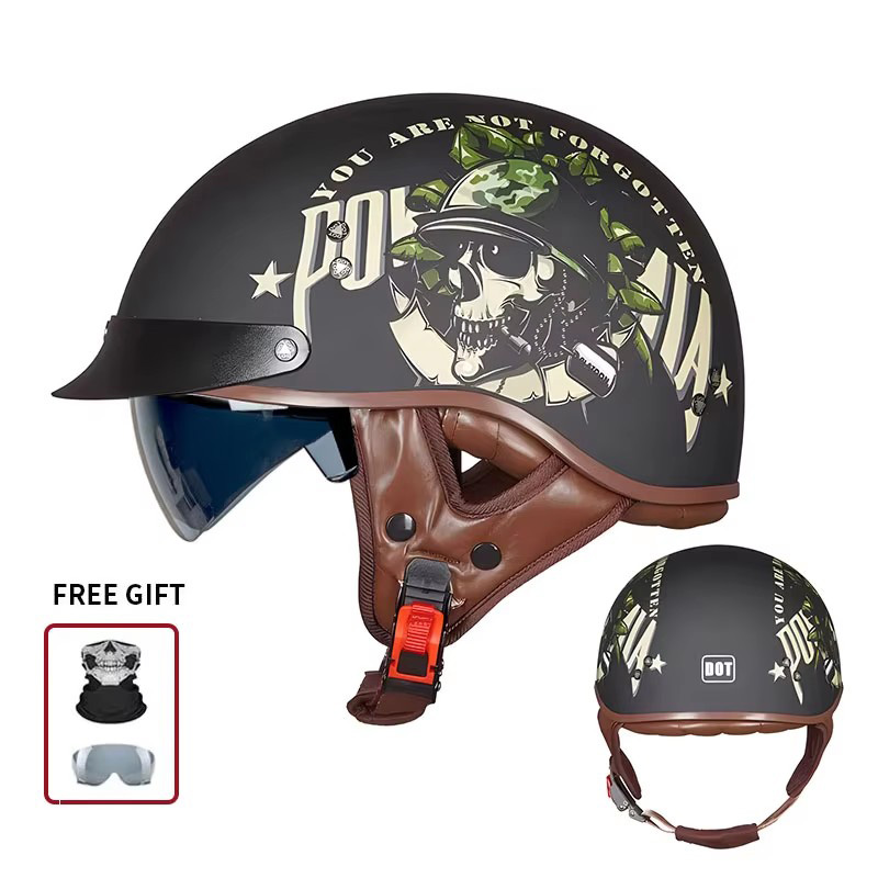 Klasyczny półotwarty kask moto – Vintage Open Face Retro Helmet recenzja i cena