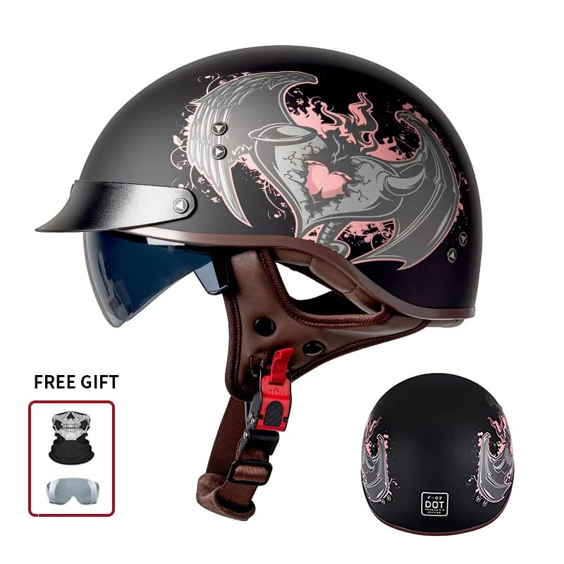 Klasyczny półotwarty kask moto – Vintage Open Face Retro Helmet recenzja i cena
