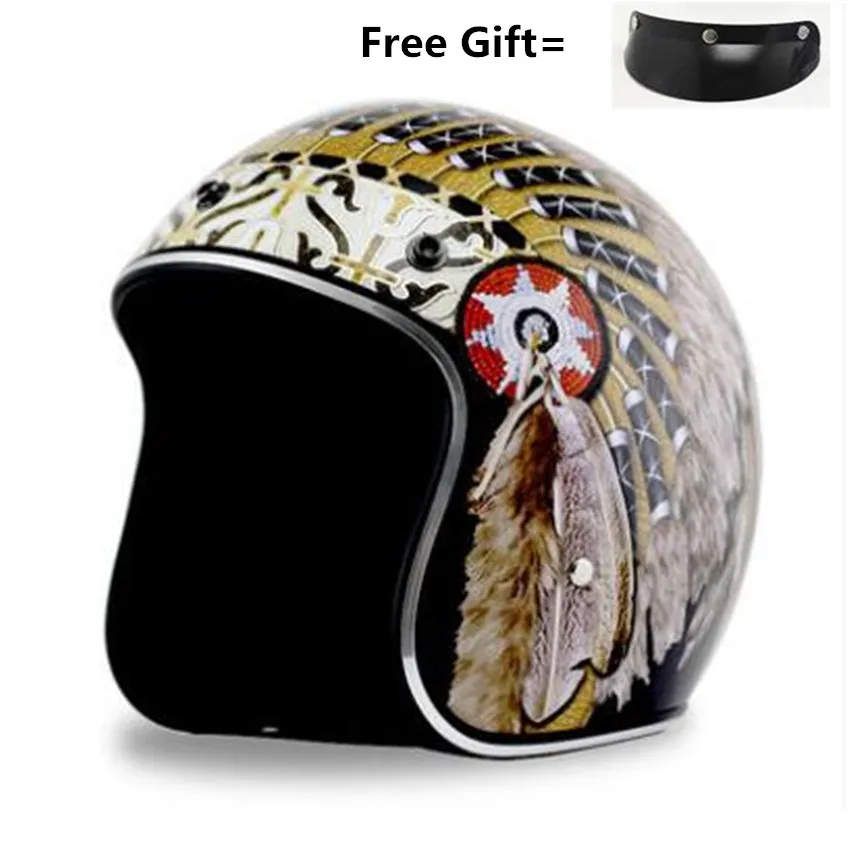 Czarny Vintage kask motocyklow – Vintage Open Face Retro Helmet recenzja i cena