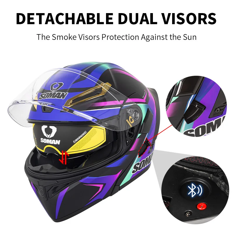 SOMAN Kask Full Face Dual Lens – Dual Visor Motorcycle Racing Helmet recenzja i cena