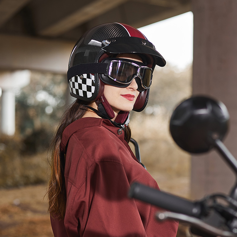 Kask motocyklowy retro z włókn – Carbon Fiber Lightweight Motorcycle Helmet recenzja i cena
