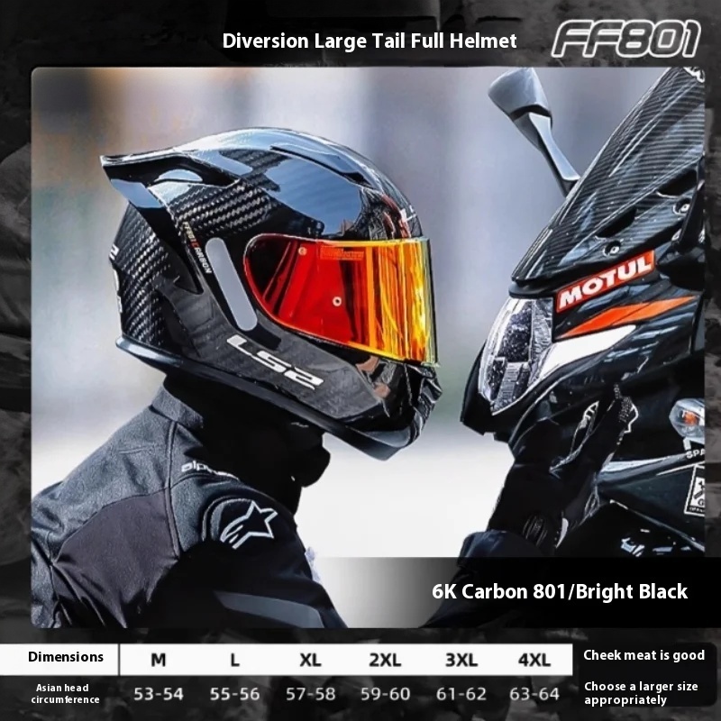 Kask motocyklowy pełnotwarzowy – Carbon Fiber Lightweight Motorcycle Helmet recenzja i cena