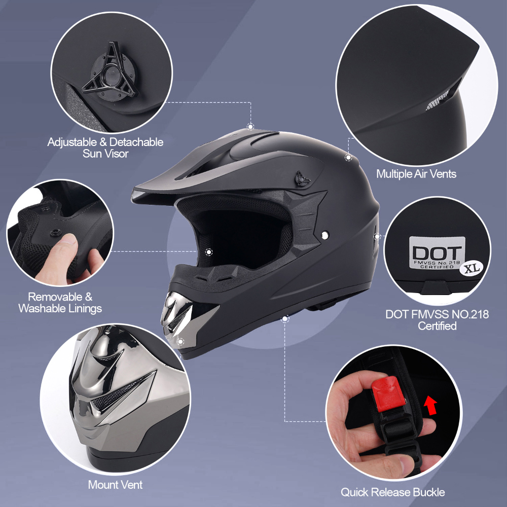 Kask motocyklowy terenowy, zes – Off Road Motocross Helmet Goggles Set recenzja i cena