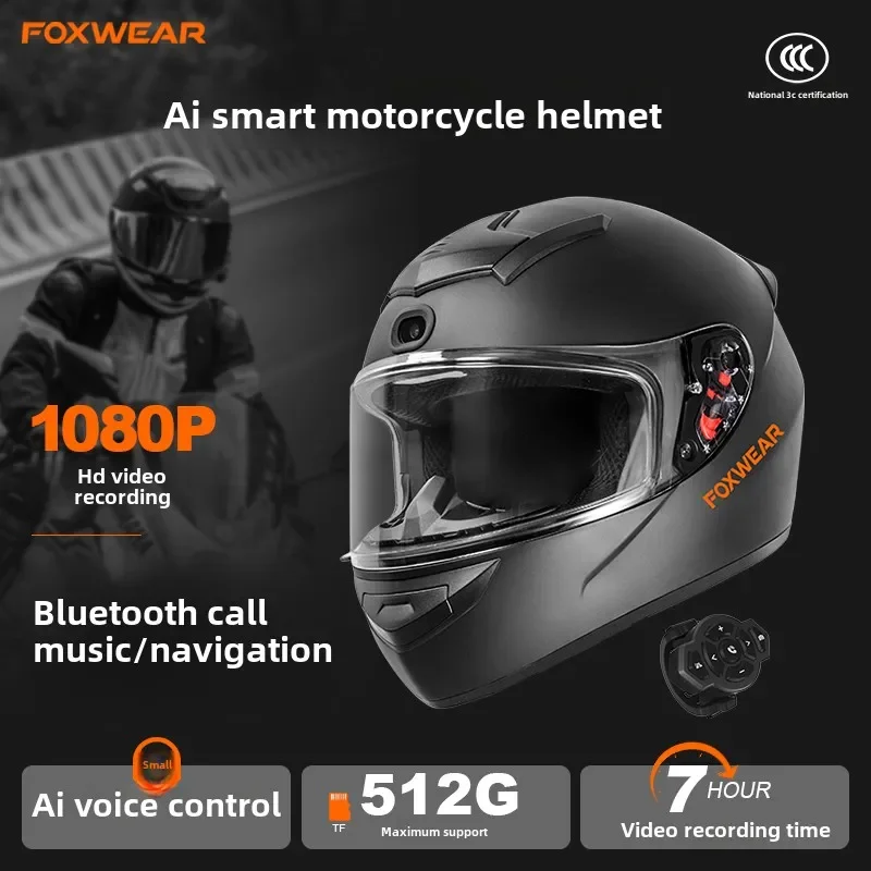 Kask motocyklowy AI Intelligen – Full Face Motorcycle Helmet With Bluetooth recenzja i cena