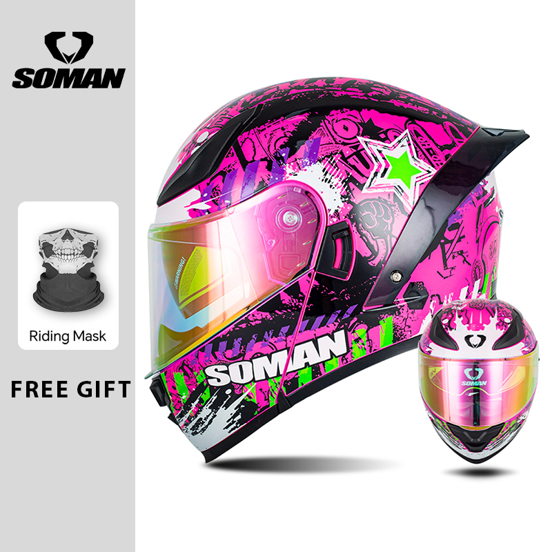 Kask motocyklowy SOMAN Modular – Dual Visor Motorcycle Racing Helmet recenzja i cena
