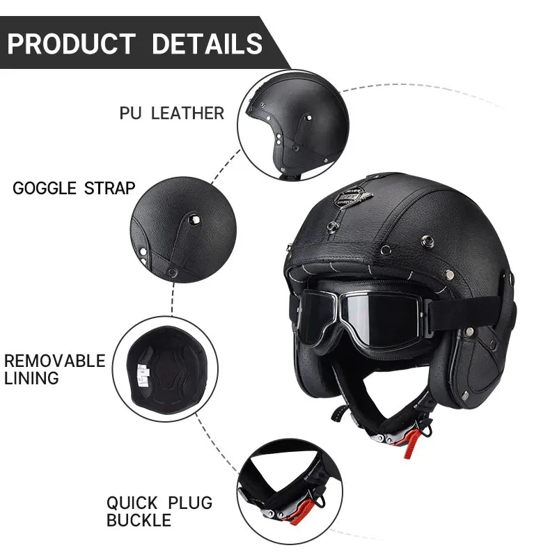 Kask motocyklowy KAESE Classic – Vintage Open Face Retro Helmet recenzja i cena